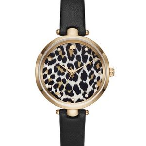 Kate Spade Holland Black Leather Strap Watch